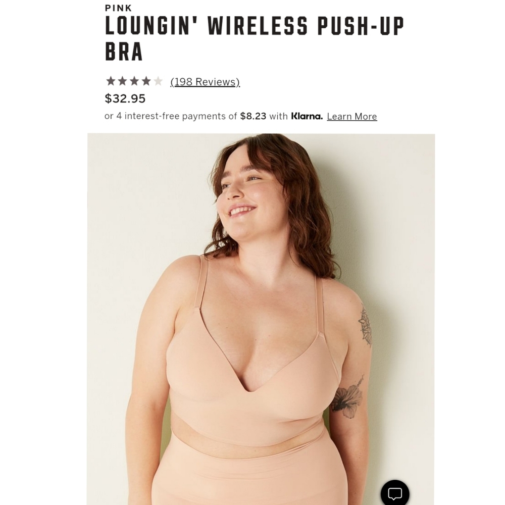 PINK LOUNGIN' WIRELESS PUSH-UP BRA L- DD